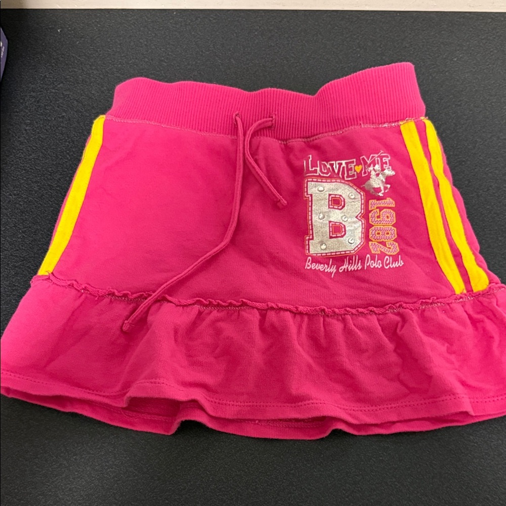 Beverly Hills Polo Club Girls' Hot Pink Skort with Yellow Stripes